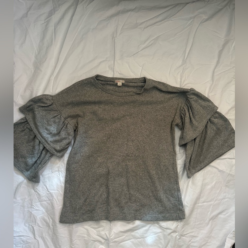 Crewcuts Gray Ruffle Sleeve Top- size 16
